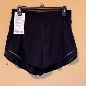 Lululemon Women's Black Hotty Hot HR 4” lined Shorts